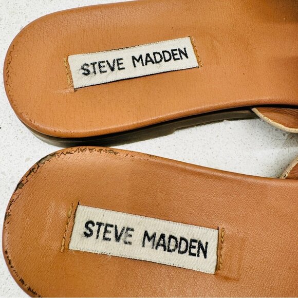 Steve Madden Haydn Hirsh Slide Sandal Gold Shoes Slip On Genuine Leather Sz 7 M - Picture 6 of 11